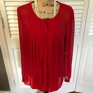 Ann Taylor Loft Red Pleated blouse